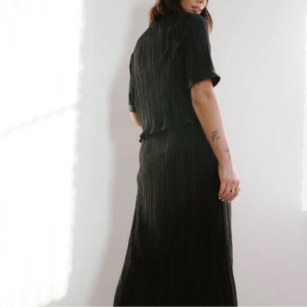 Dressed in LALA Black Button Down Shirt & Skirt - Picture 4 of 10